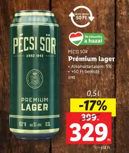 Lidl Pécsi Sör Prémium Lager ajánlat
