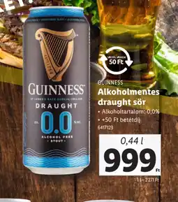 Lidl Guinness Alkoholmentes draught sör ajánlat