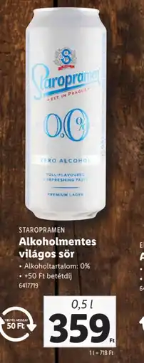 Lidl Staropramen Alkoholmentes világos sör ajánlat