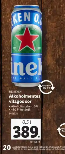 Lidl Heineken Alkoholmentes világos sör ajánlat