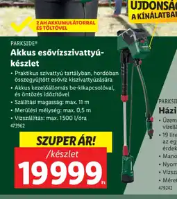 Lidl Parkside Akkus esőv Nyomás: max. kb. 4 barzszivattyú-készlet ajánlat