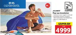 Lidl Crivit Pop-up strandsátor ajánlat