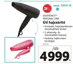 Lidl Silvercrest® Personal care úti hajszárító ajánlat