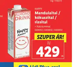 Lidl Happy Mandulaital / kkuszital / rizsital ajánlat
