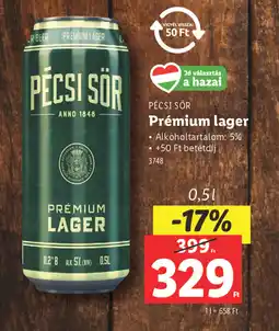 Lidl Pécsi Sör Prémium Lager ajánlat