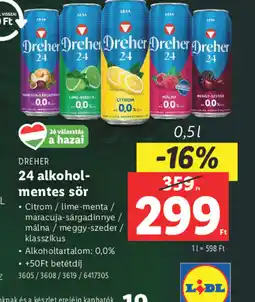 Lidl Dreher 24 alkoholmentes sör ajánlat