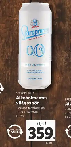 Lidl Staropramen Alkoholmentes világos sör ajánlat