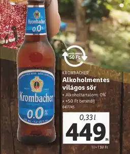 Lidl Krombacher Alkoholmentes világos sör ajánlat