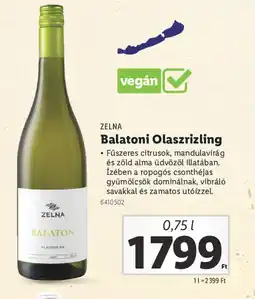 Lidl Zelna Balatoni Olaszrizling ajánlat