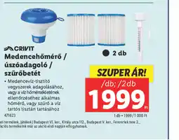 Lidl Crivit Medencehőmérő / úszadagol / szűrőbetét ajánlat