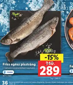 Lidl Friss egész pisztráng ajánlat