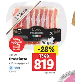 Lidl L'Unico Prosciutto ajánlat