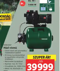 Lidl Parkside Házi vízmű ajánlat