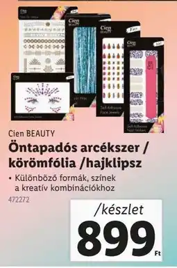 Lidl CIEN BEAUTY Öntapadós arcékszer / körömfólia /hajklipsz ajánlat