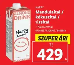 Lidl HAPPY Mandulaital* / kókuszital* / rizsital ajánlat