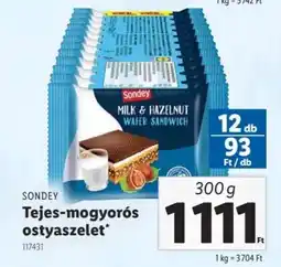 Lidl SONDEY Tejes-mogyorós ostyaszelet ajánlat