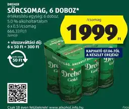 ALDI Dreher Sörcsomag, 6 doboz ajánlat