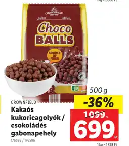 Lidl Crownfield kakaós kukoricagolyók/csokoládés gabonapehely ajánlat