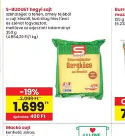 Interspar S-Budget hegyi sajt ajánlat