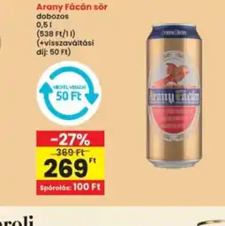Interspar Arany Fácán sör ajánlat