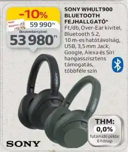Auchan SONY WHULT900 BLUETOOTH FEJHALLGATÓ ajánlat