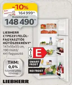 Auchan LIEBHERR CTPE231 FELÜL-FAGYASZTÓS HŰTŐSZEKRÉNY ajánlat