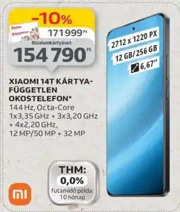 Auchan XIAOMI 14T KÁRTYA-FÜGGETLEN OKOSTELEFON ajánlat