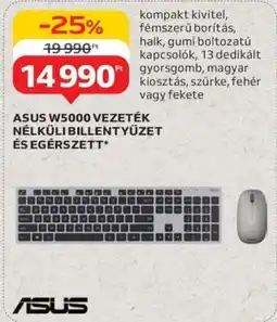 Auchan ASUS W5000 Vezeték Nélküli Billentyűzet és Egérszett ajánlat