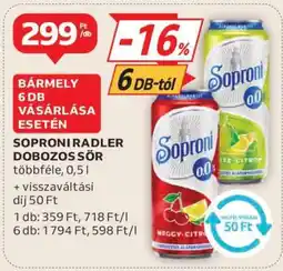 Auchan Soproni Radler Dobozos Sör ajánlat