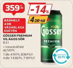 Auchan GÖSSER Prémium világos sör ajánlat