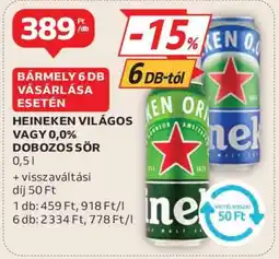 Auchan Heineken Világos vagy 0.0% Dobozos Sör ajánlat