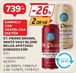 Auchan St. Pierre Brown, White vagy Blond Belga Apátsági Dobozos Sör ajánlat
