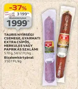 Auchan TAURIS NYÍRSÉGI CSEMEGE, GYARMATI EXTRA CSÍPŐS, HERKULES VAGY PAPRIKÁS SZALÁMI ajánlat
