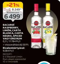 Auchan BACARDÍ Raspberry, Limón, Carta Blanca, Carta Negra, Spiced vagy Oro Rum ajánlat