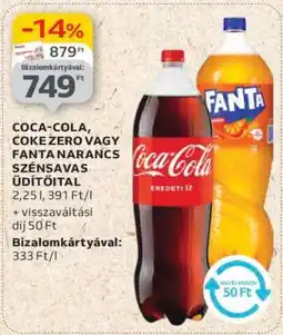 Auchan Coca-Cola, Coke Zero vagy Fanta Narancs Szénsavas Üdítőital ajánlat
