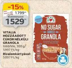 Auchan VITALIA HOZZÁADOTT CUKOR NÉLKÜLI GRANOLA ajánlat