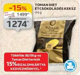 Auchan TOMAN DIET ÉTCSOKOLÁDÉS KEKSZ ajánlat
