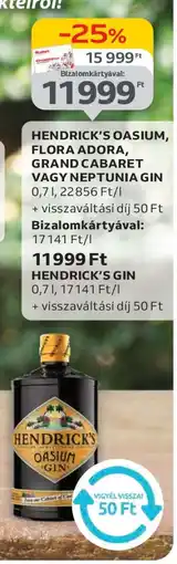 Auchan HENDRICK’S OASIUM, FLORA ADORA, GRAND CABARET VAGY NEPTUNIA GIN ajánlat