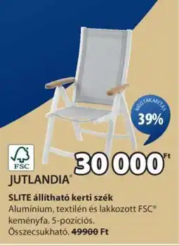 JYSK JUTLANDIA SLITE állítható kerti szék ajánlat