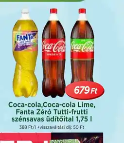 Real Coca-cola, Coca-cola Lime, Fanta Zér Tutti-frutti szénsavas üdítőital ajánlat