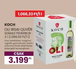 Spar KOCH OLI IRSAI OLIVÉR SZÁRAZ FEHÉRBOR 3 l ajánlat