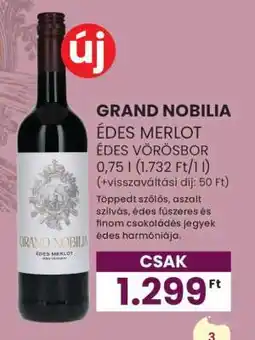 Spar GRAND NOBILIA ÉDES MERLOT ÉDES VÖRÖSBOR ajánlat