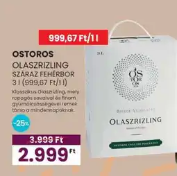 Spar Ostoros Olaszrizling Száraz Fehérbor 3 l ajánlat