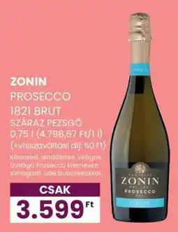 Spar Zonin Prosecco 1821 Brut ajánlat