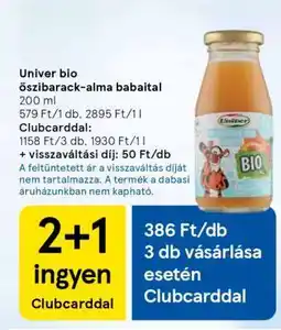 Tesco Univer bio őszibarack-alma babaital ajánlat