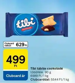 Tesco TIBI Táblás csokoládé ajánlat