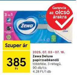 Tesco ZEWA DELUXE PAPÍRZSEBKENDŐ ajánlat