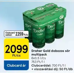 Tesco Dreher Gold dobozos sör multipack ajánlat
