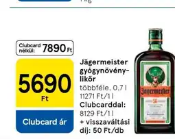 Tesco Jägermeister gyógynövény-likőr ajánlat
