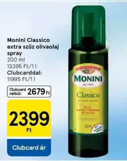 Tesco MONINI CLASSICO EXTRA SZŰZ OLÍVAOLAJ SPRAY ajánlat